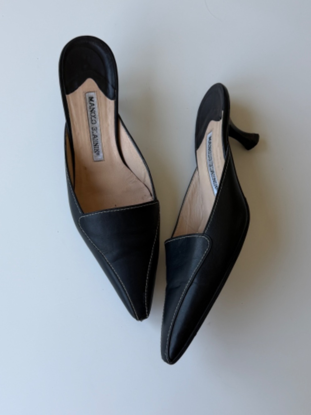 Manolo Blahnik Vintage black leather mules, IT 37 - Picture 7 of 9